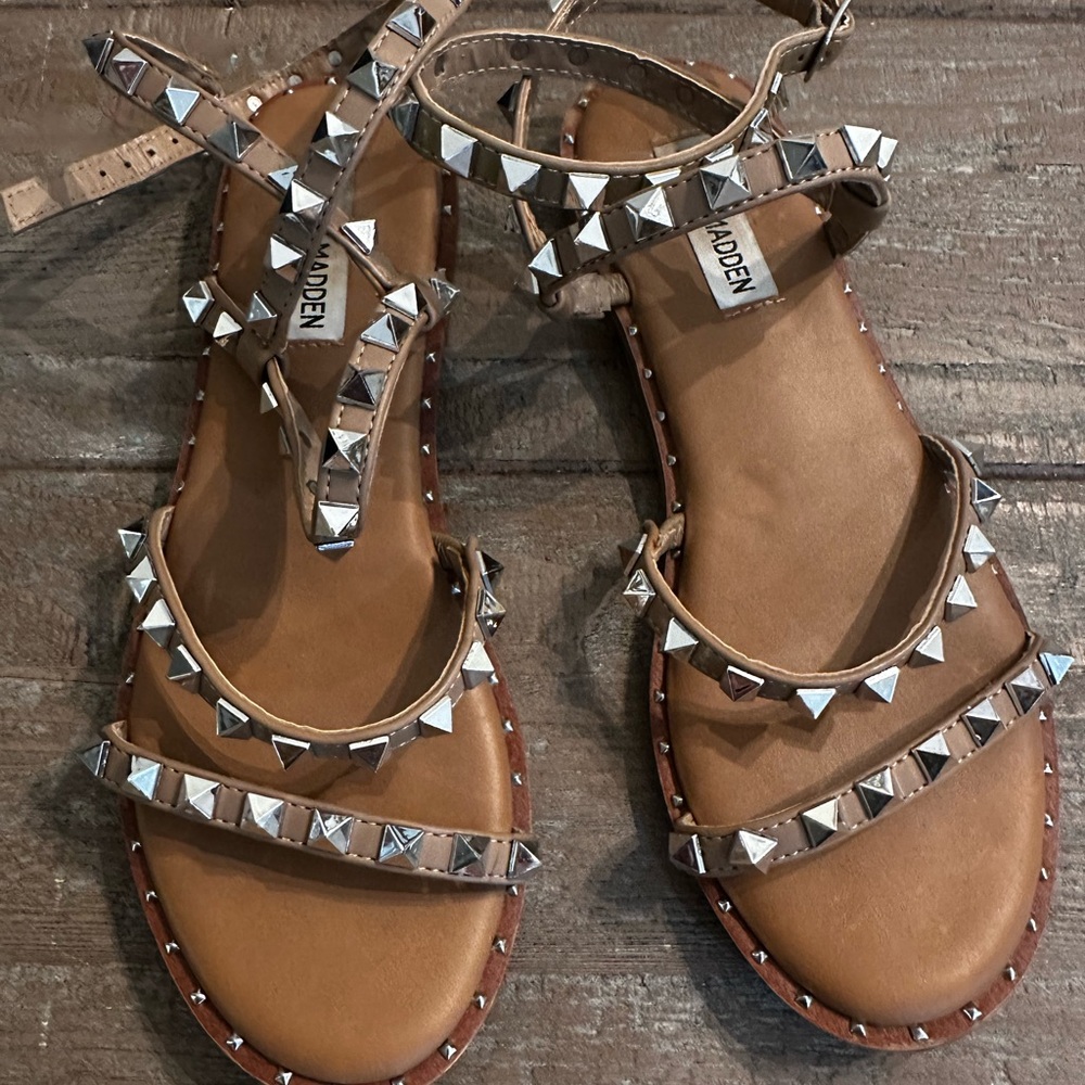 Steve Madden Brown Studded Sandals